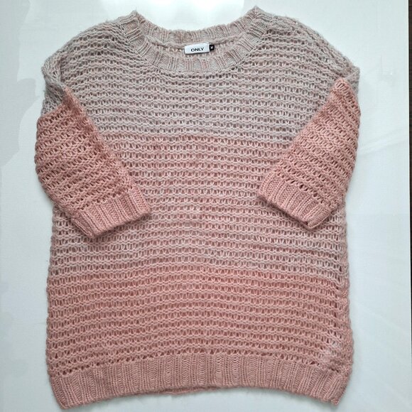 ONLY Ombre Pink Open Knit Sweater - Picture 1 of 8